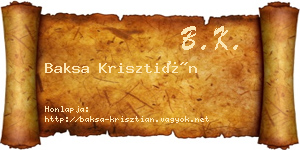 Baksa Krisztián névjegykártya