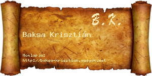 Baksa Krisztián névjegykártya